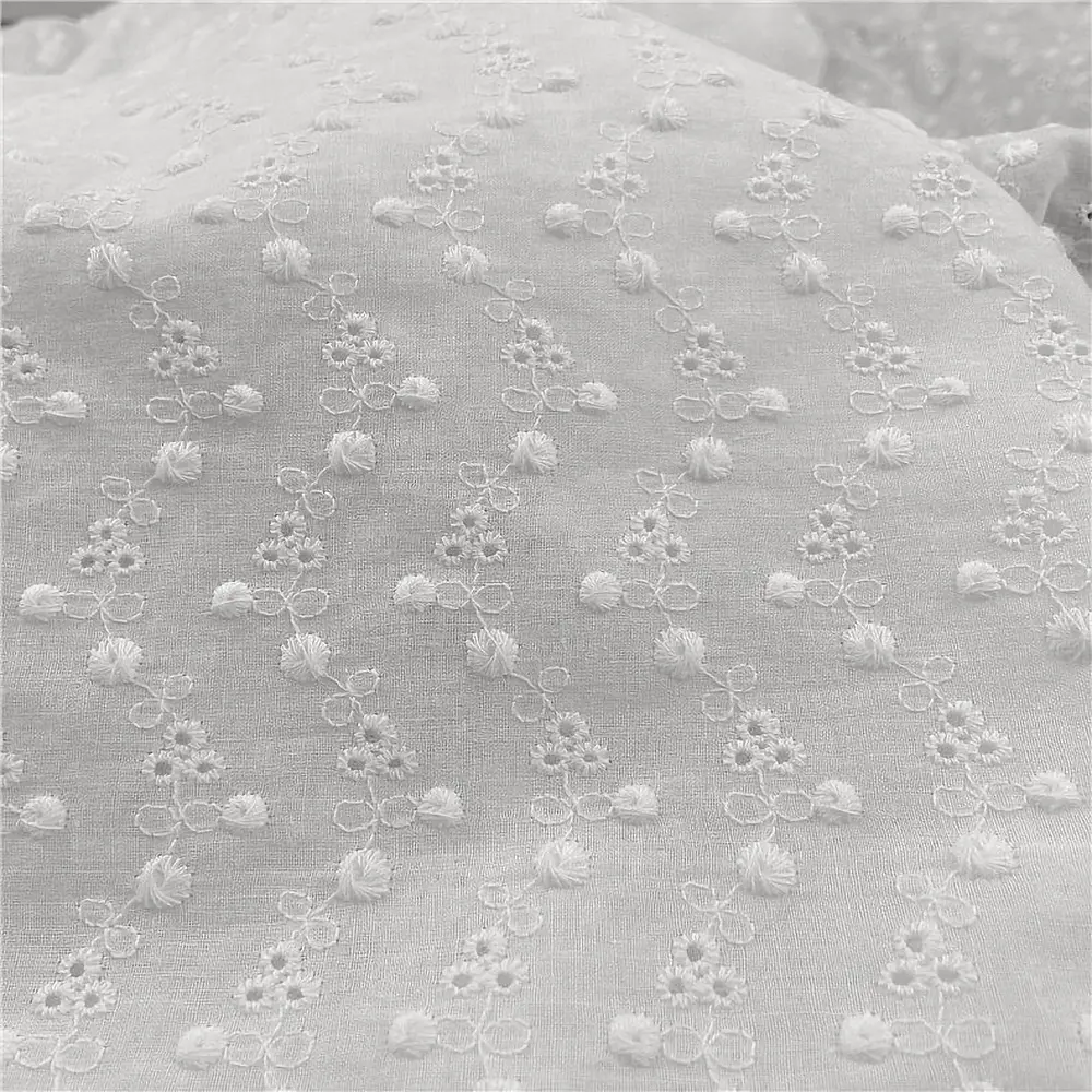 90x130cm Embroidery Lace 100% Cotton Fabric Water Soluble Hollow Flower Sewing For Girl Dress Garment DIY Curtain Scarf Material