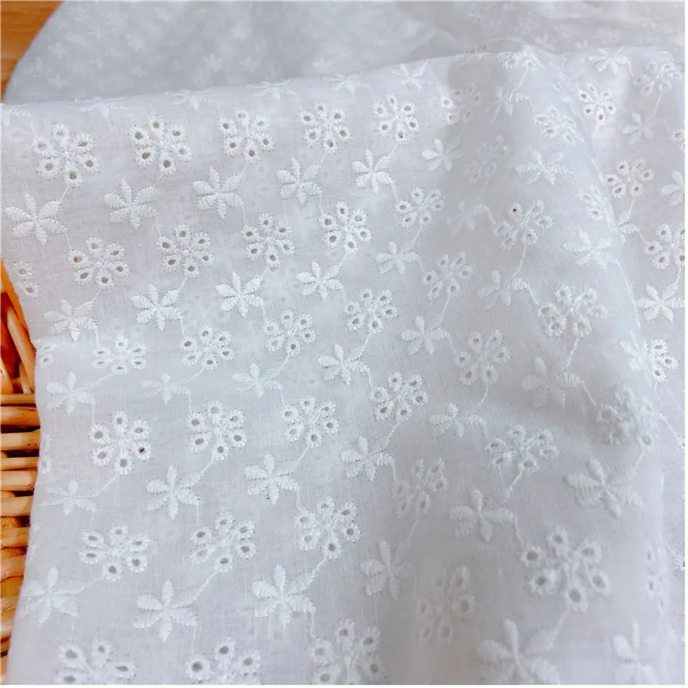 90x130cm Embroidery Lace 100% Cotton Fabric Water Soluble Hollow Flower Sewing For Girl Dress Garment DIY Curtain Scarf Material