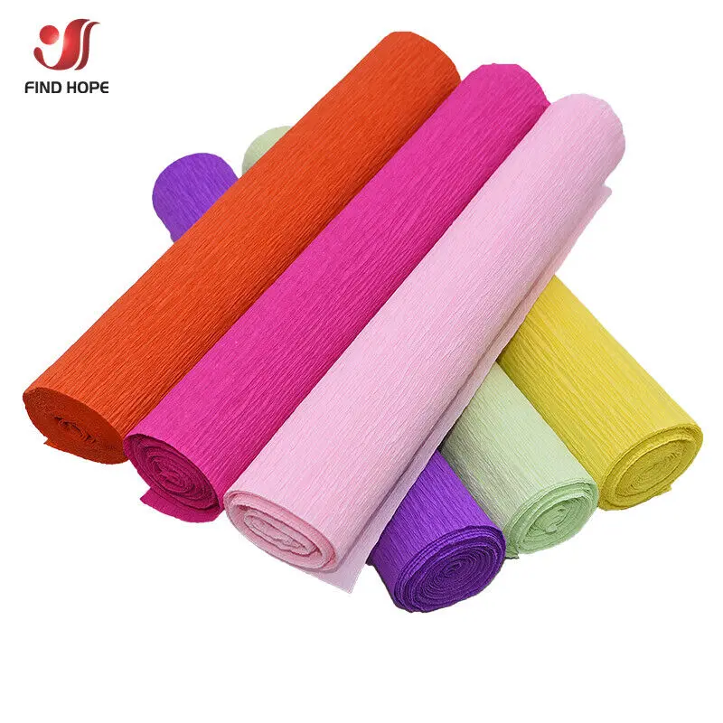 9.8in x 98in 15 Colors Crepe Paper Roll Origami Crinkled Pleated Paper Crafts DIY Flowers Decoration Gift Wrapping Paper Craft