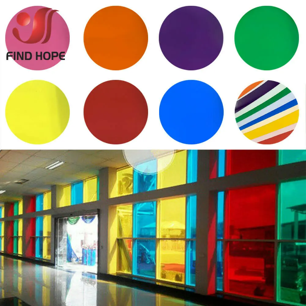 1 Roll 20*120cm 7 Colours Window Films Stain Glass Tint Self Adhesive Home Office Christmas Glass Decor DIY