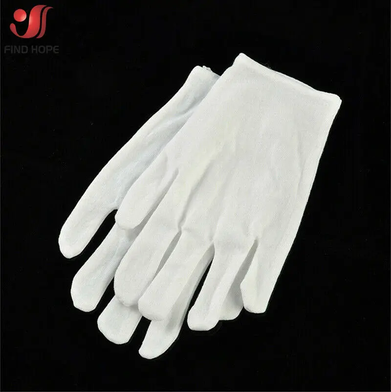 6/12Pairs White Cotton Gloves Protective Work Jewelry Inspection Disposable Safety Glove Lightweight Unisex soft