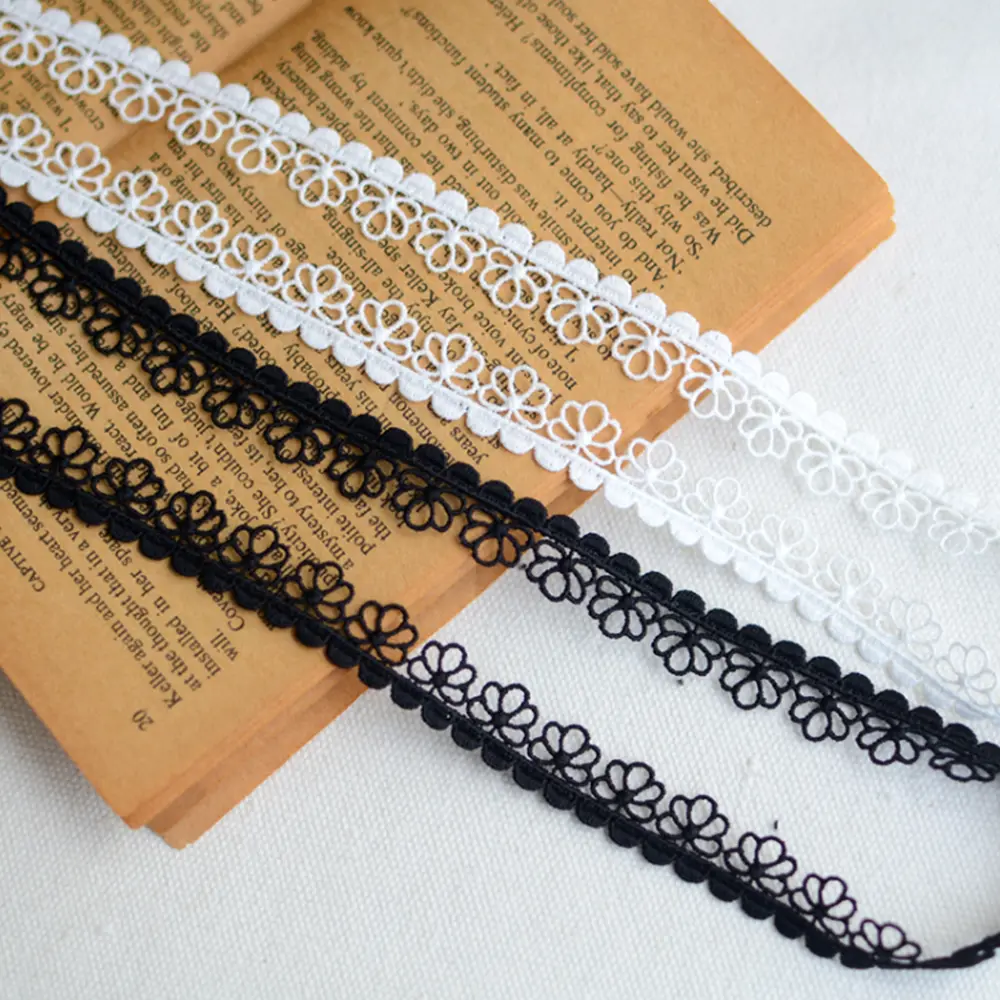 Lace Trim Flower Ribbon 3 Yards Polyester Material Embroidery Edge Patches Sewing Crafts Clothing Dress Gifts Wrapping Supplies