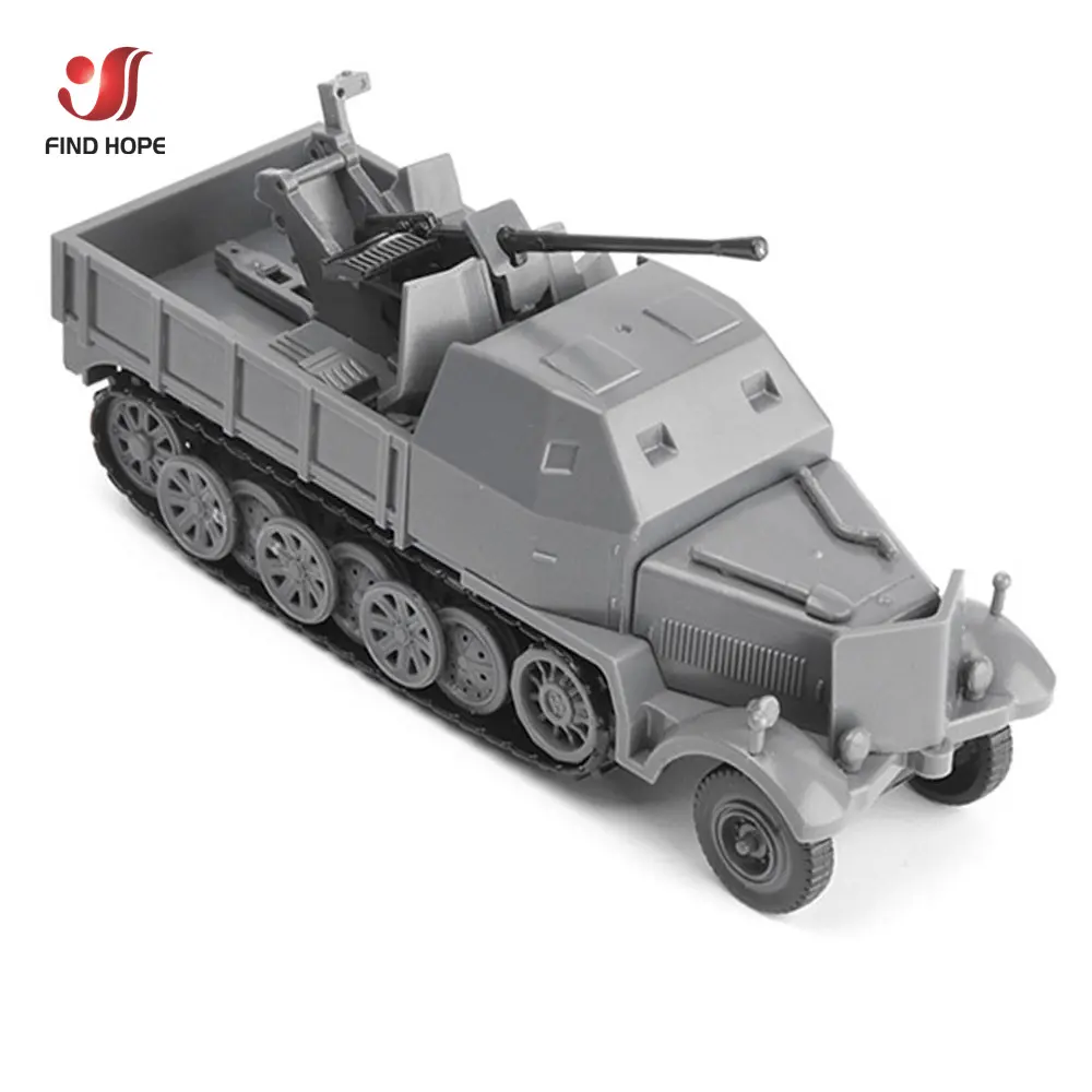 1/72 4D SD.KFZ.7/2 Half track Anti-aircraft Armoured Vehicle Assemble Model Air Defense Military Built Block Sandpan Game Toy