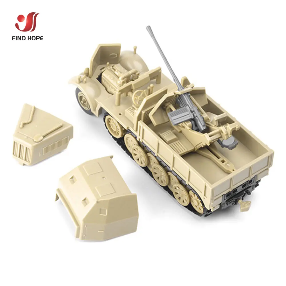 1/72 4D SD.KFZ.7/2 Half track Anti-aircraft Armoured Vehicle Assemble Model Air Defense Military Built Block Sandpan Game Toy