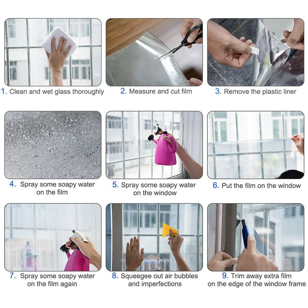 30 x 100cm Mirror Insulation Solar Tint Window Film Stickers UV Reflective One Way Privacy Decoration For Home Office Glass DIY