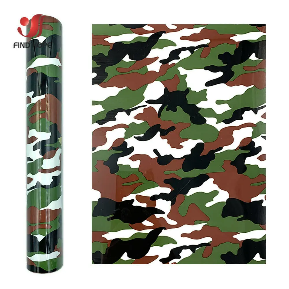 Camouflage HTV Vinyl 50x100cm for Tactical Gear Sportswear Lettering Military Patch Craft Cut Silhouette Compatible DIY Supplies