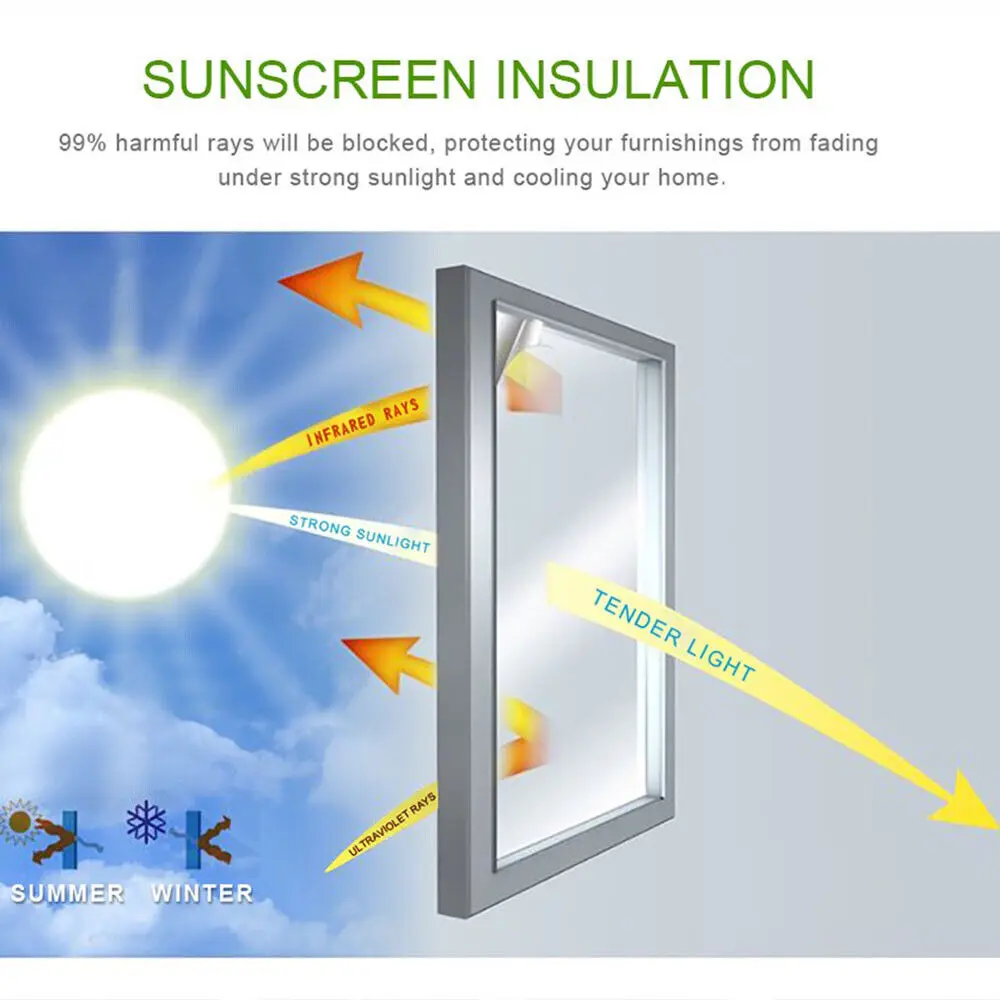 30 x 100cm Mirror Insulation Solar Tint Window Film Stickers UV Reflective One Way Privacy Decoration For Home Office Glass DIY