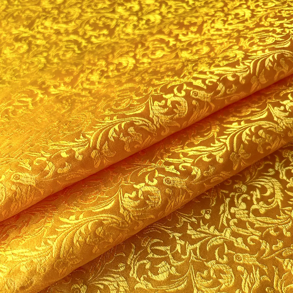High Quality Brocade Jacquard Wheat Floral Pattern Damask Satin Fabric For DIY Cheongsam Dress Upholstery Cloth Sewing Materials