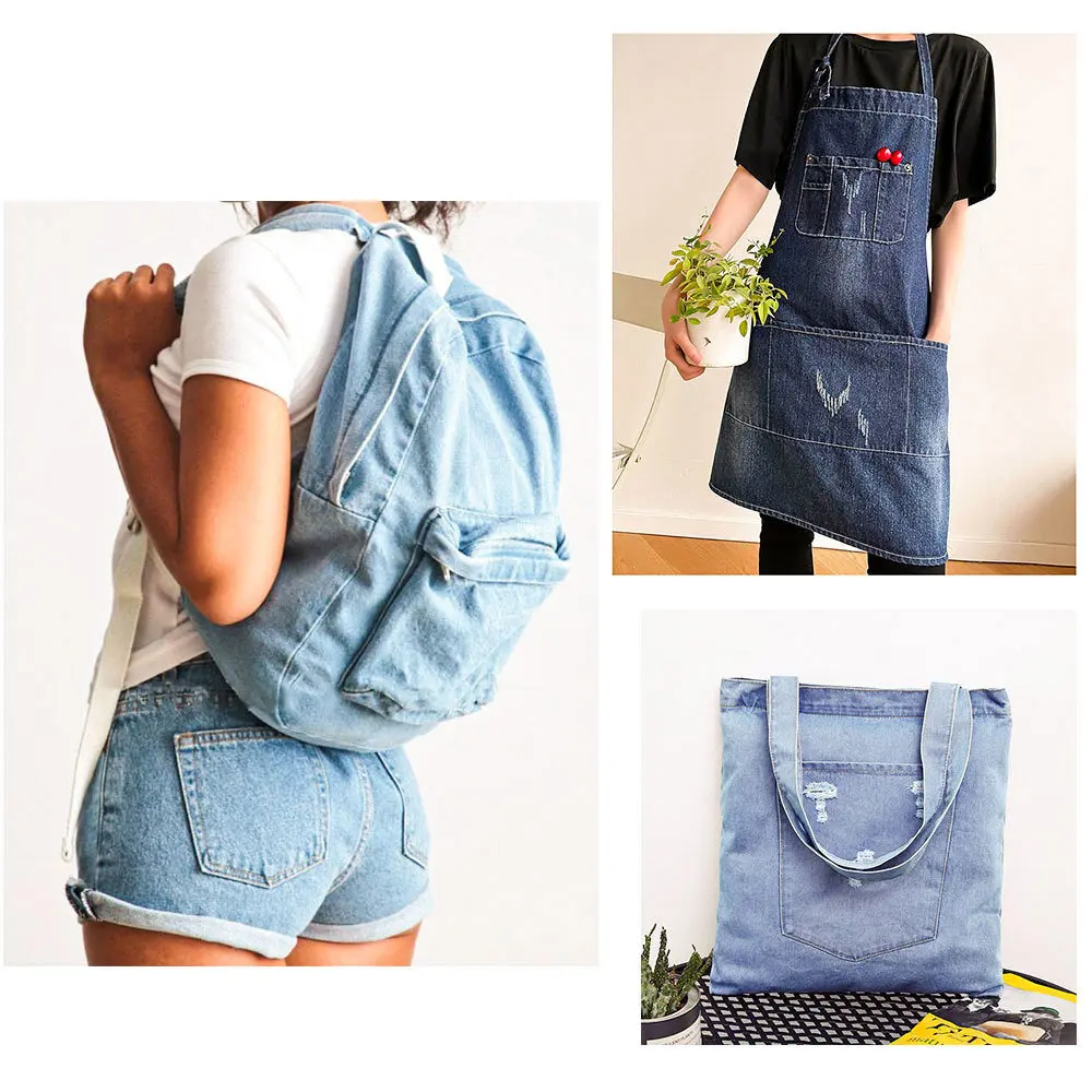 Vintage Washed Denim Fabric Lightweight Soft Cotton 145cm Width for DIY Sew Adult Coat Pants Doll Clothes Miniature Jeans Crafts