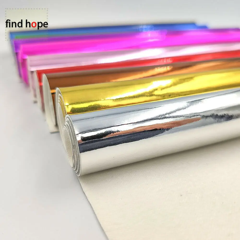 Mirror Shiny Glossy PU Faux Leather Sewing Fabric Sheets Electroplate Laser DIY Bag Bow Earring Craft Material