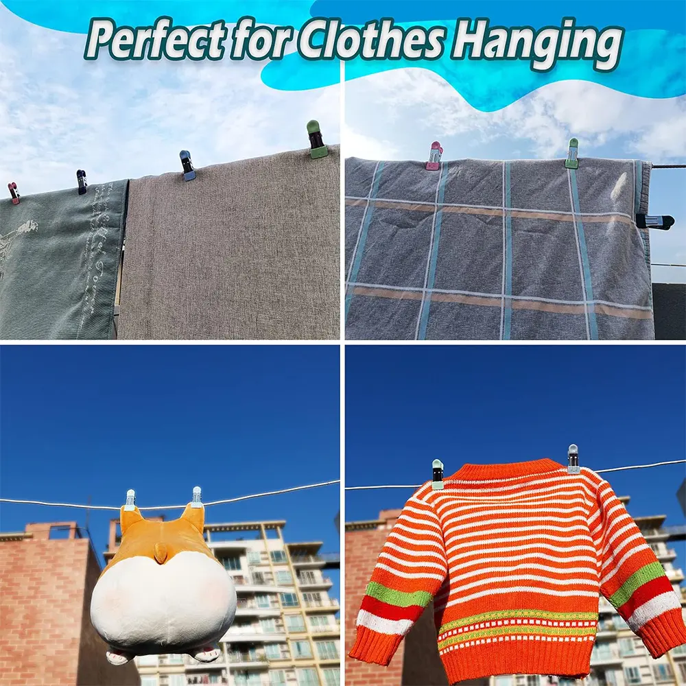 4 Colors 5pcs Heavy Duty Clothes Pins for Hanging Clothes Stainless Steel Strong Clips for Craft Beach Towel Kitchen Sock Fabric