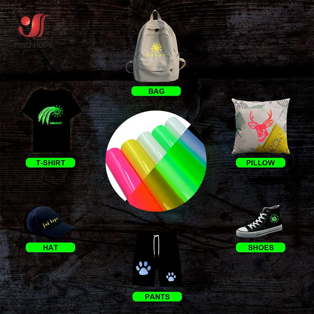 19x39in Glow in the Dark Luminous Heat Transfer Vinyl Film Iron on Tshirt HTV Roll for Clothes Fabric Textil Xmas Home Decor DIY