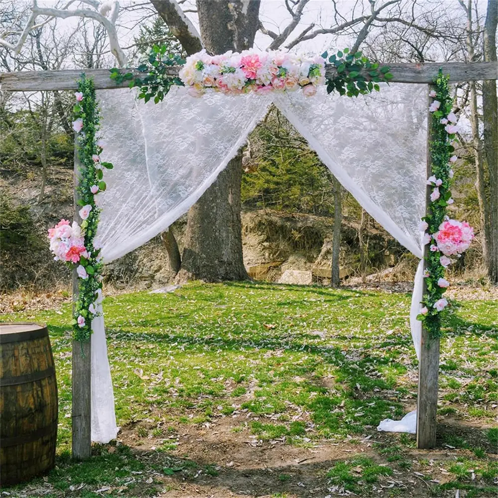 Rustic Wedding White Lace Tablecloth Vintage Embroidered Reception Table Cloth Decor Boho Party Valentine's Day Material Supply
