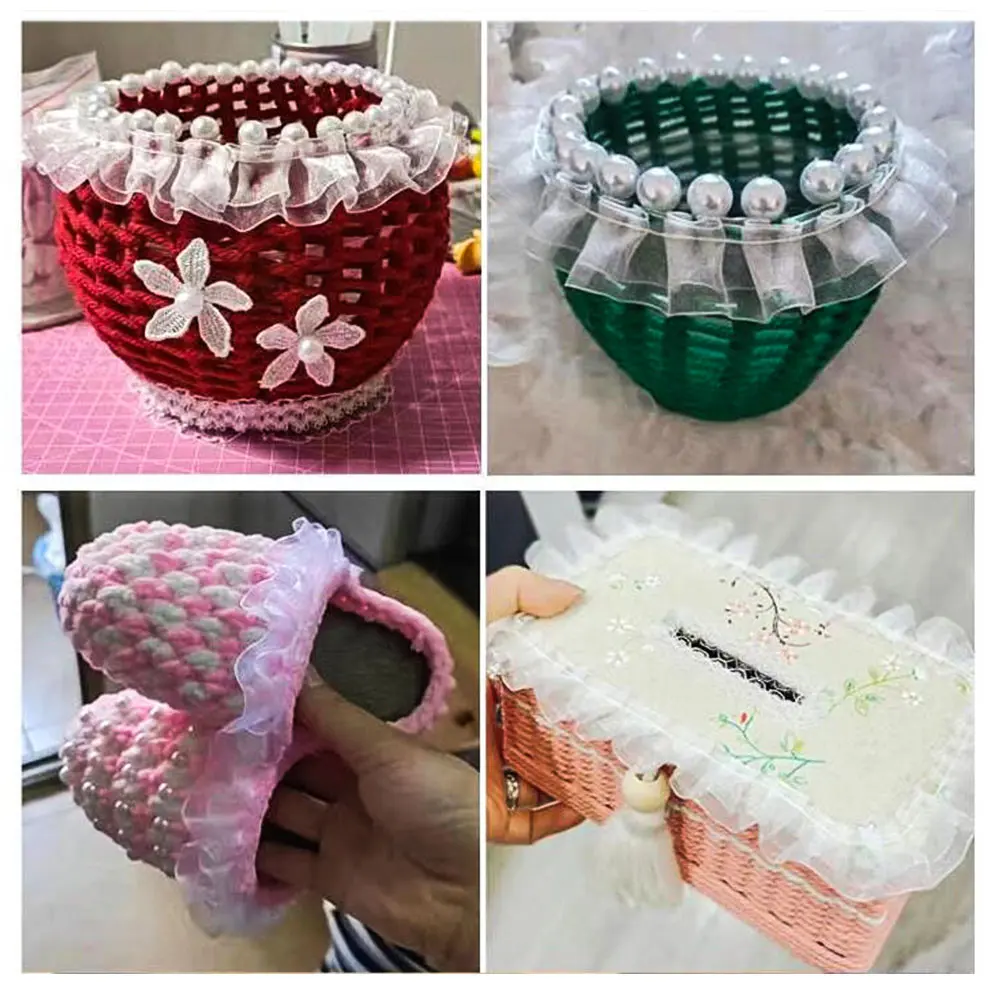 4CM Wide Transparent Organza Lace Accessories Clothing Collar Button Cuffs Clothes Decoration Double Layers Lotus Leaf Material