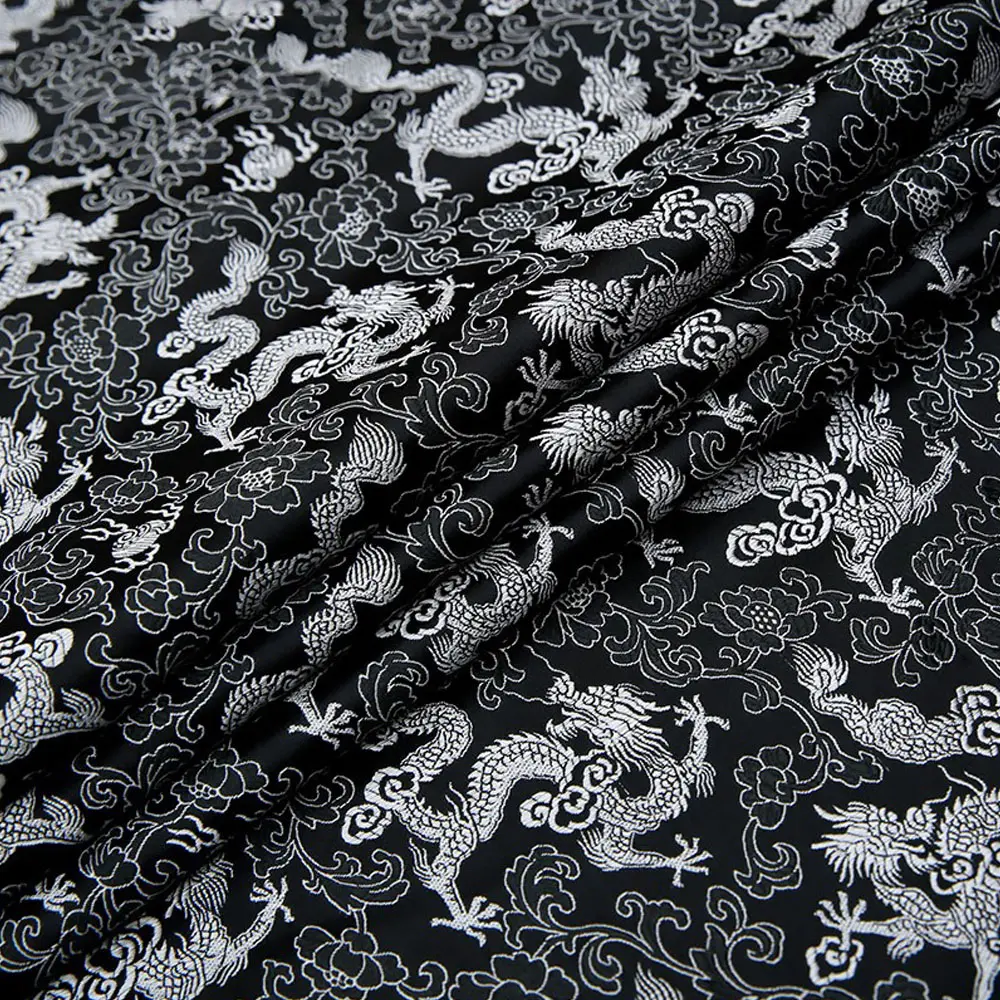 New Chinese Style Brocade Jacquard Satin 50x75cm Dragon Embroidery Ready Fabric for Cheongsam Dress Home Decor Festival Supplies