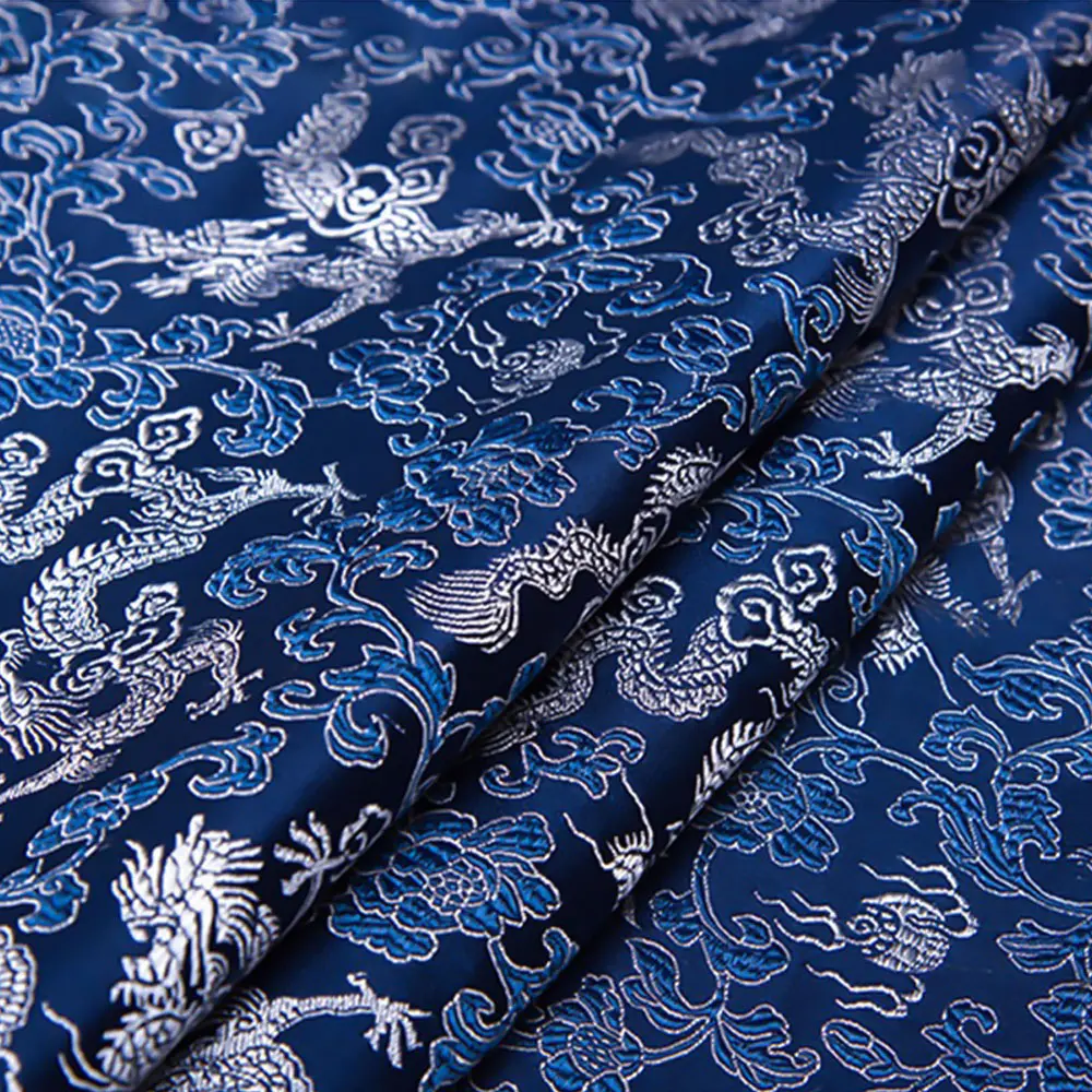 New Chinese Style Brocade Jacquard Satin 50x75cm Dragon Embroidery Ready Fabric for Cheongsam Dress Home Decor Festival Supplies