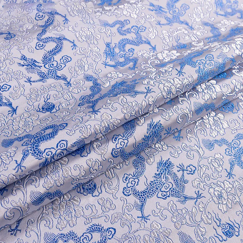 New Chinese Style Brocade Jacquard Satin 50x75cm Dragon Embroidery Ready Fabric for Cheongsam Dress Home Decor Festival Supplies