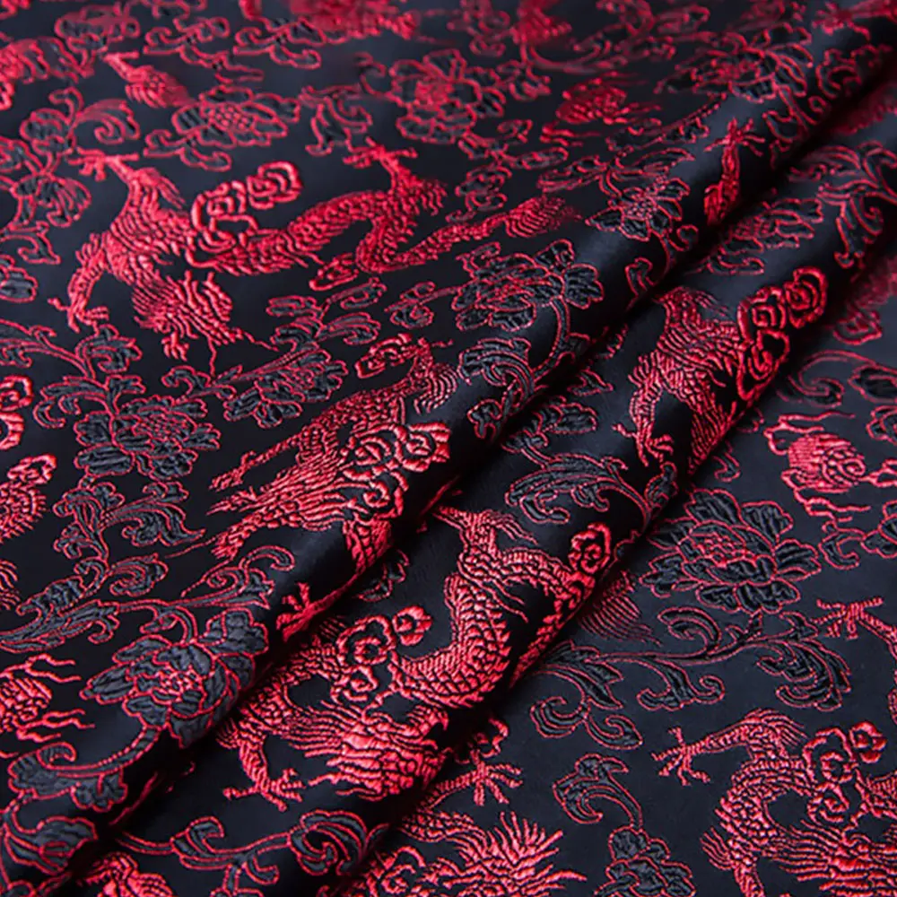 New Chinese Style Brocade Jacquard Satin 50x75cm Dragon Embroidery Ready Fabric for Cheongsam Dress Home Decor Festival Supplies