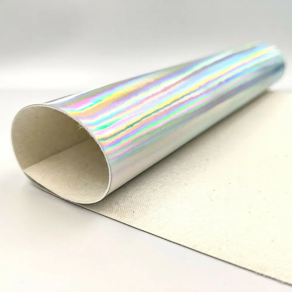 Hologram Iridescent Rainbow Mirrored Faux PU Leather Synthetic Laser Leatherette Fabric Craft Cloth DIY Bows Making Earring