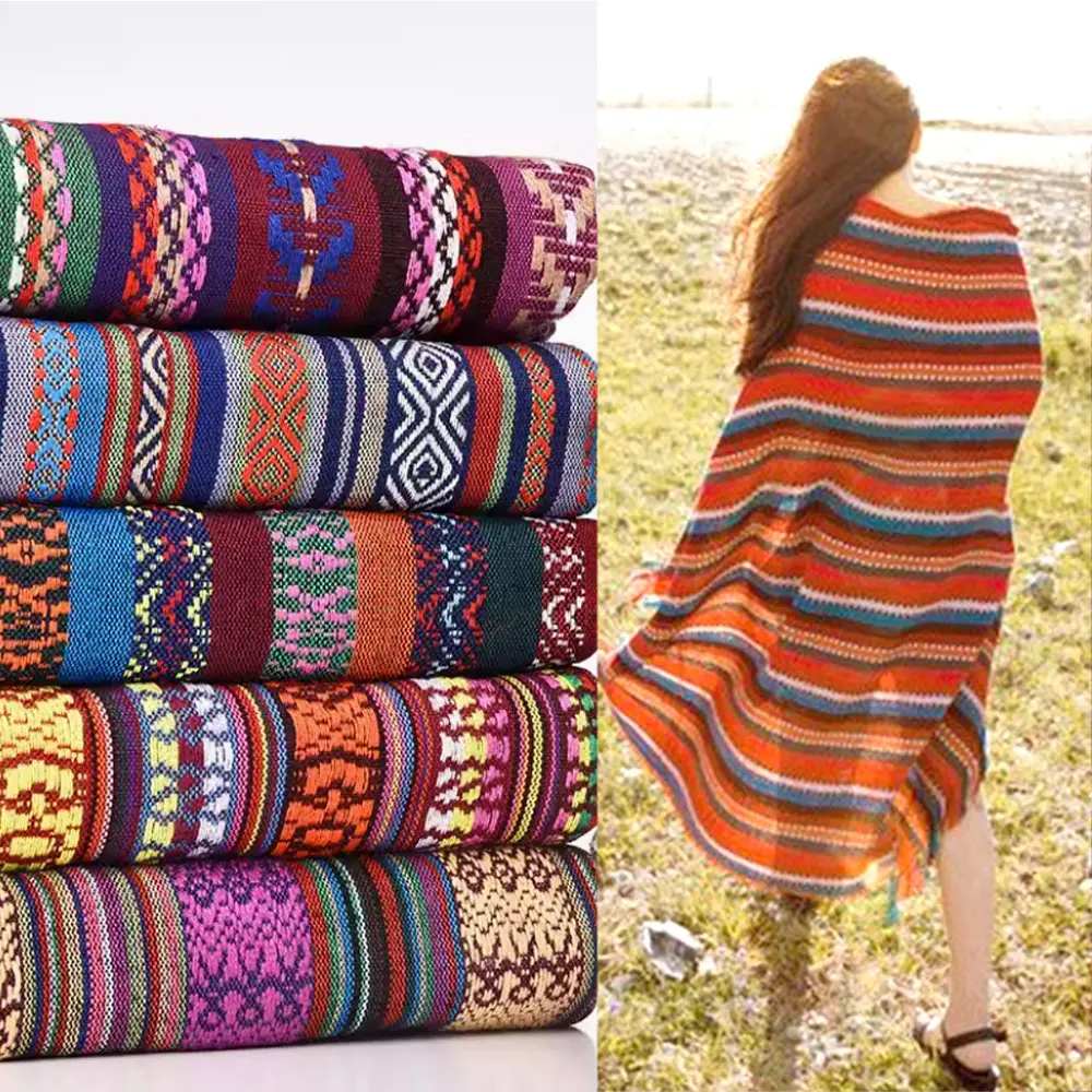 Ethnic Bag Curtain Cotton Linen Fabric Home Textile For Sewing Girl Dress Clothes DIY Craft Handwork Scarf Vintage Hat Supplies
