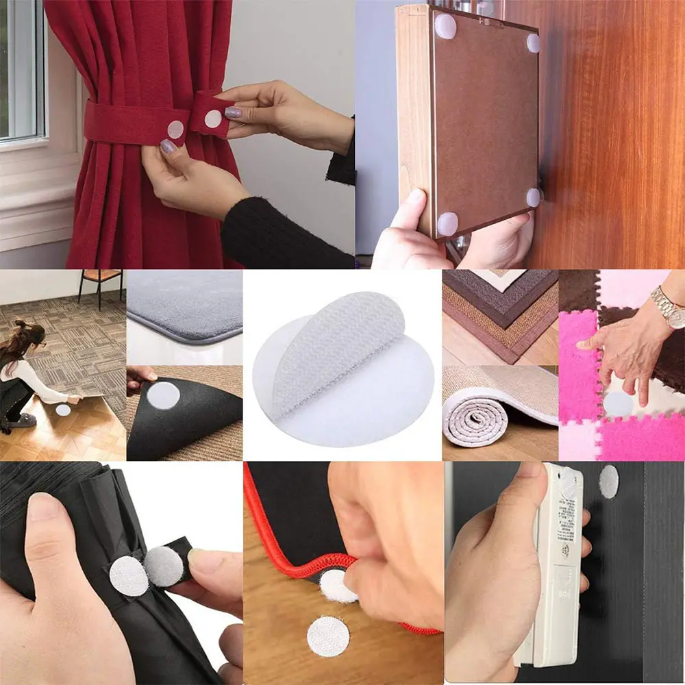 Hook and Loop Fasteners Dots Strong Adhesive Double Sided Wall Tape Sticky for Craft Envelopes Bags Industrial Mounting Tools