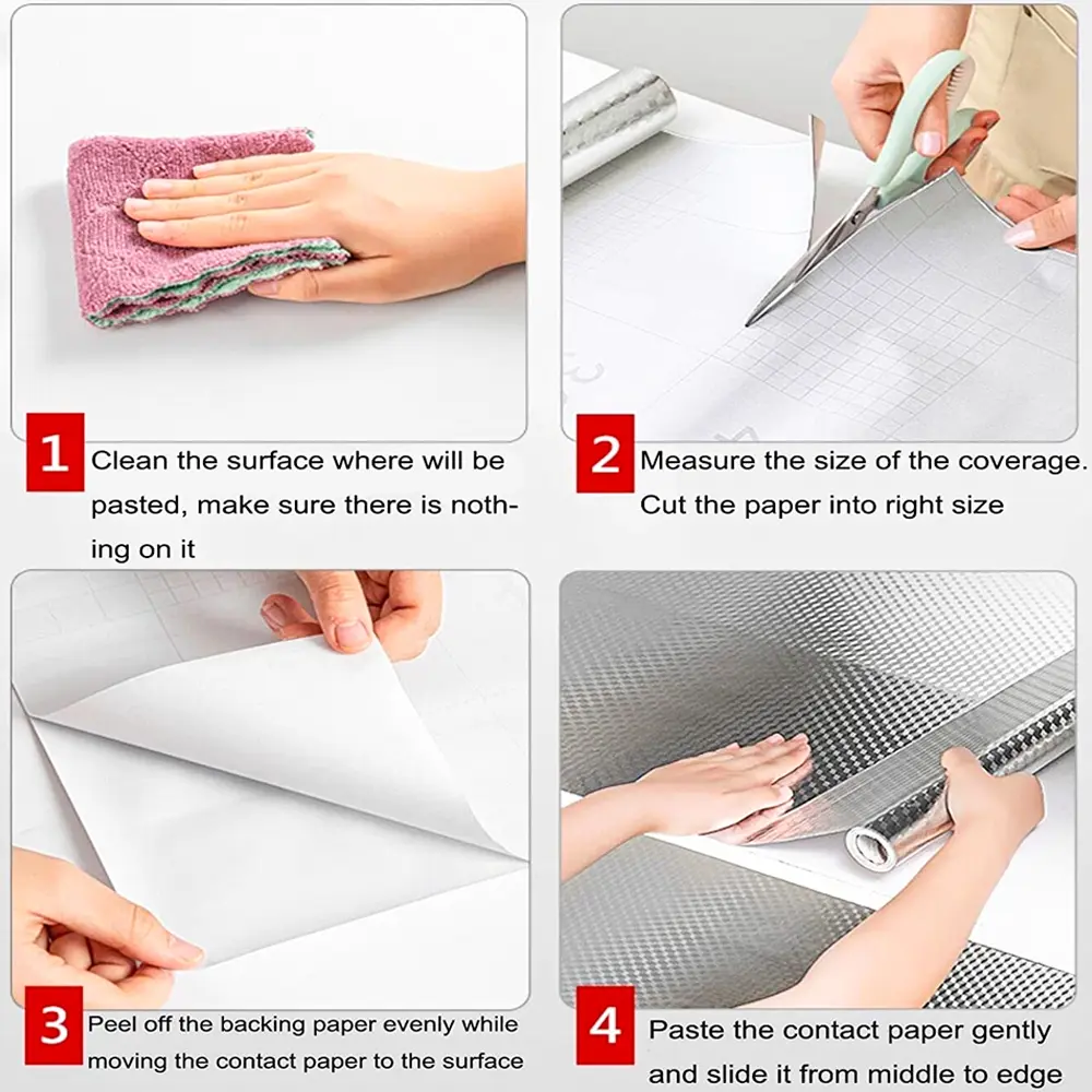 Kitchen Oil-proof Self Adhesive Stickers Anti Fouling High Temperature Waterproof Aluminum Foil Wallpaper Cabinet Contact Papers