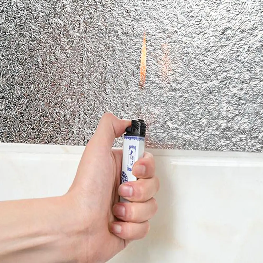 Kitchen Oil-proof Self Adhesive Stickers Anti Fouling High Temperature Waterproof Aluminum Foil Wallpaper Cabinet Contact Papers