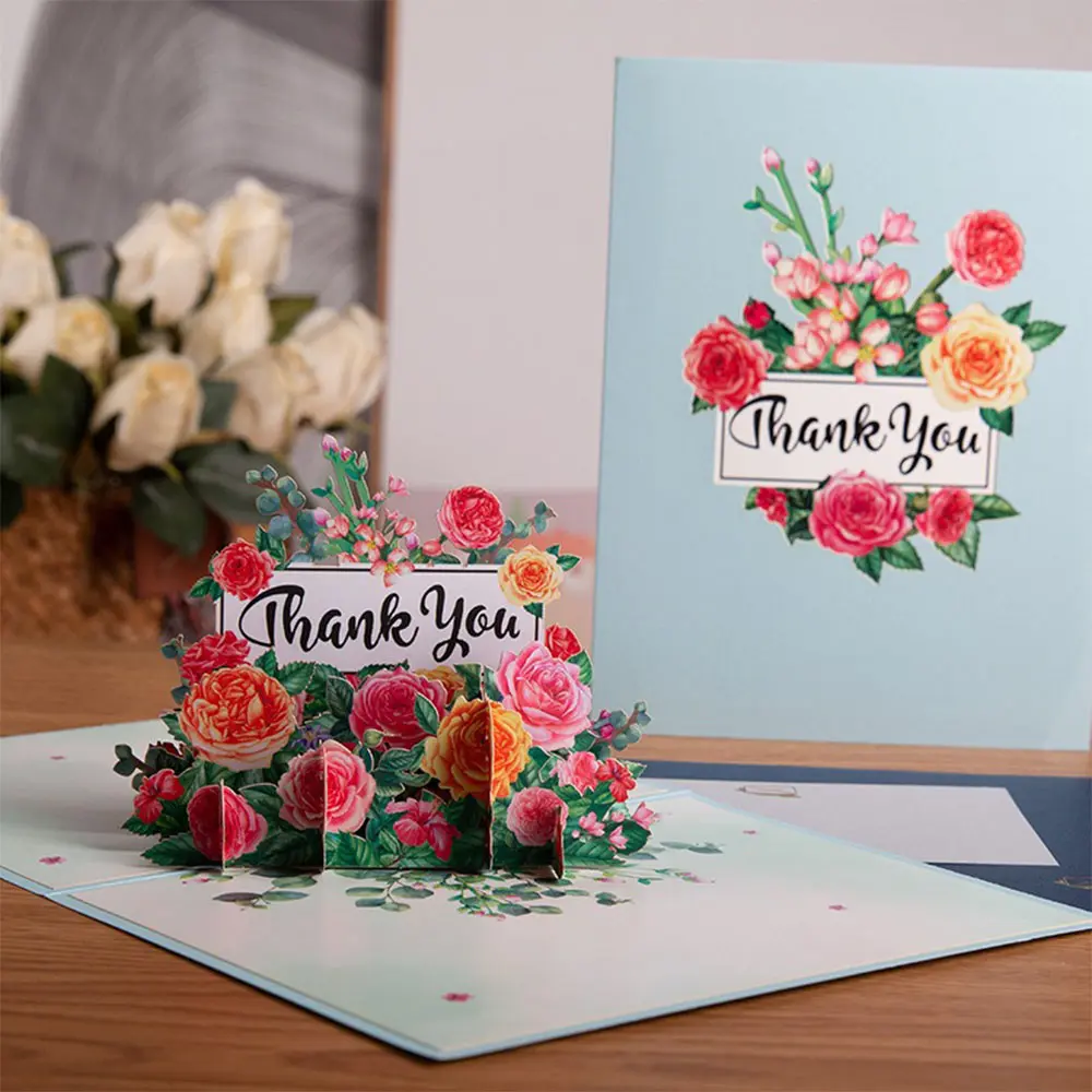 Happy Birthday Pop Up Card Sakura Sunflower Envelope Elegant 3D Greeting Cards Creative Ideal Gift for Family Mom Mother Sister