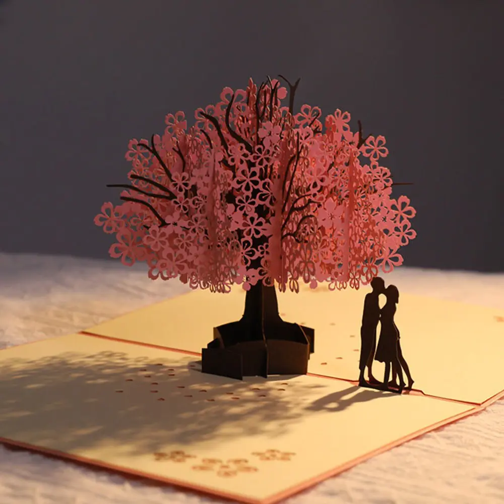 Happy Birthday Pop Up Card Sakura Sunflower Envelope Elegant 3D Greeting Cards Creative Ideal Gift for Family Mom Mother Sister