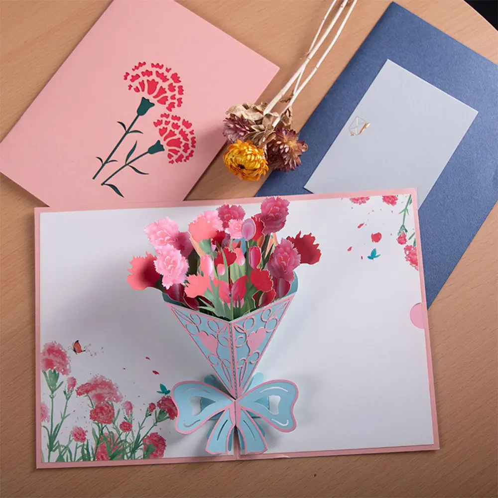 Happy Birthday Pop Up Card Sakura Sunflower Envelope Elegant 3D Greeting Cards Creative Ideal Gift for Family Mom Mother Sister