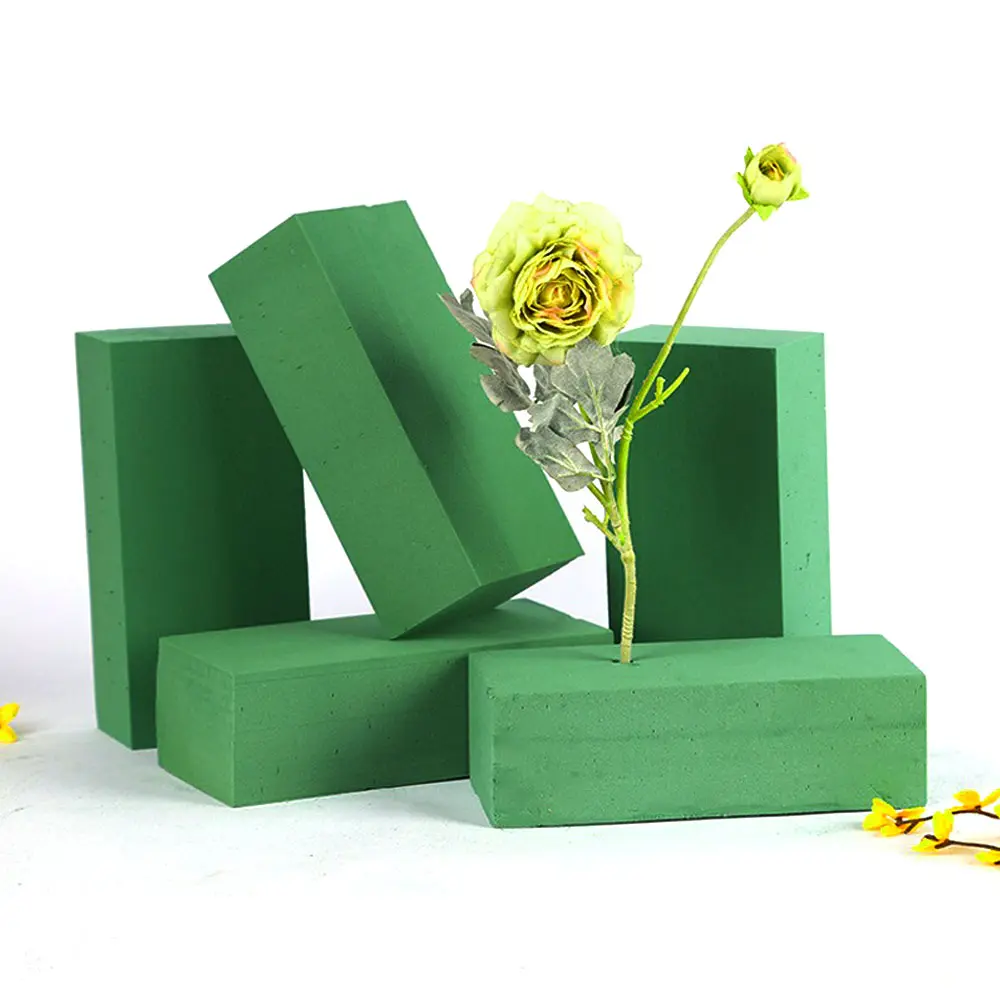1PC DIY Floral Foam Brick Rectangle Green Styrofoam Dry Block Flower Mud Easy Wet Keep for Bouquet Birthday Valentine's Day Gift