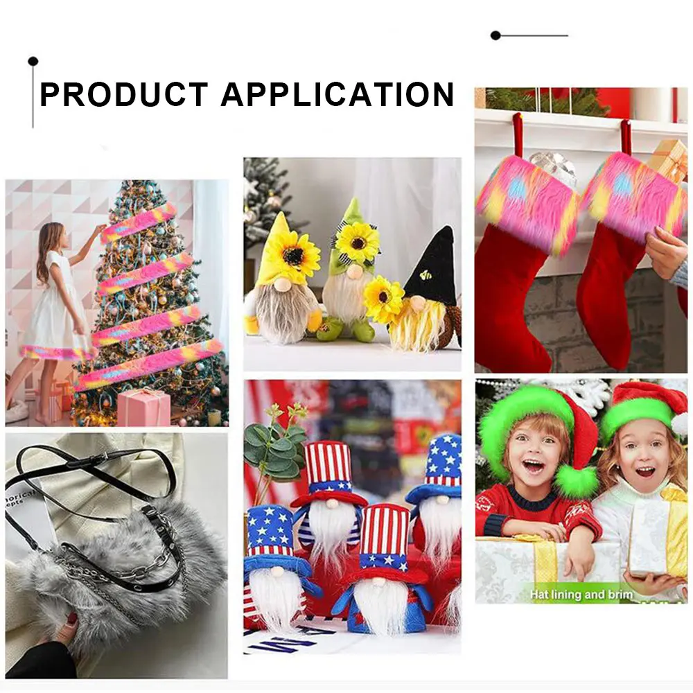 1.5 Meters Faux Fur Fabric Costume DIY Soft Supplies Crafting Toy Fuzzy for Hat Shoes Holiday Clothing Christmas Tree Decoration