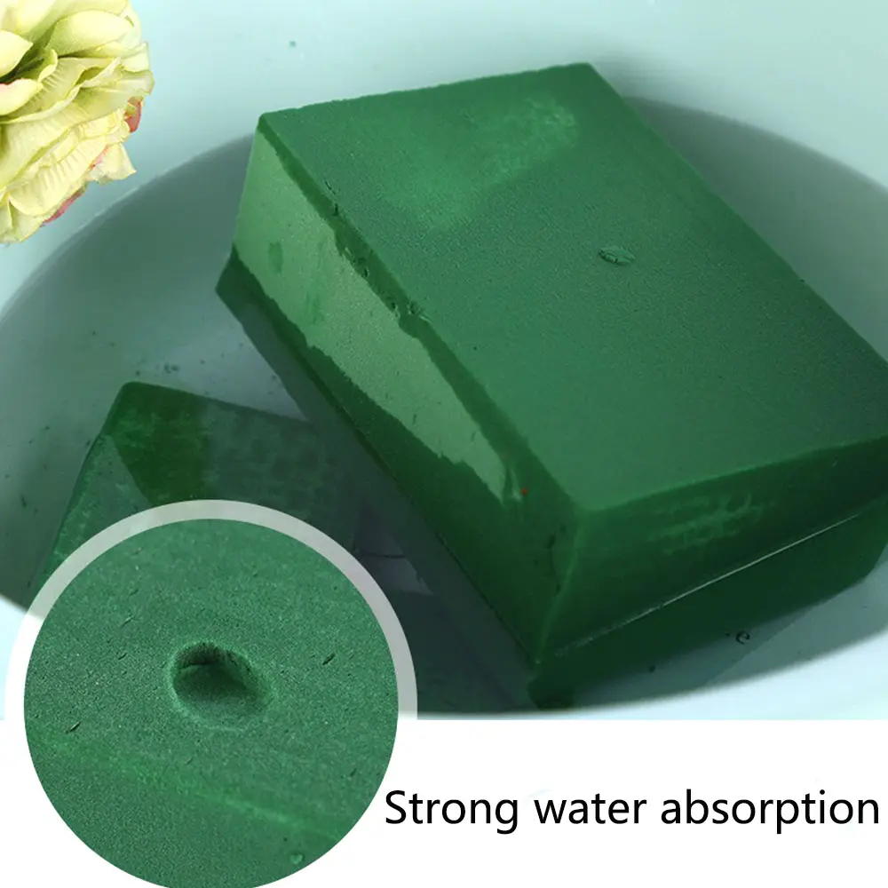 1PC DIY Floral Foam Brick Rectangle Green Styrofoam Dry Block Flower Mud Easy Wet Keep for Bouquet Birthday Valentine's Day Gift