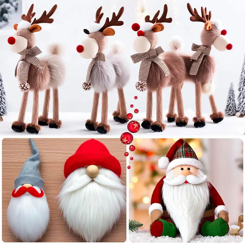 1.5 Meters Faux Fur Fabric Costume DIY Soft Supplies Crafting Toy Fuzzy for Hat Shoes Holiday Clothing Christmas Tree Decoration