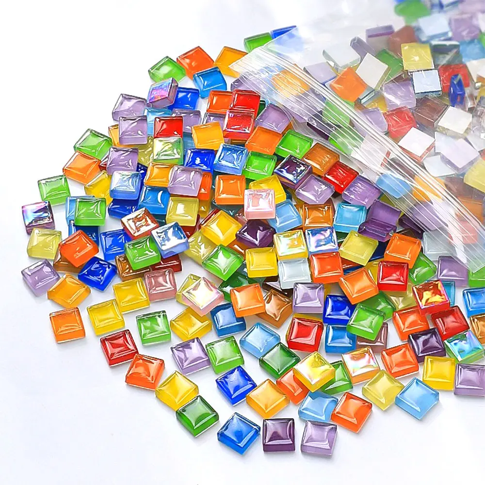 50pcs 1x1cm Creative Mixed Color Mosaic Pieces Crystal Multi Blend Color Option DIY Coaster Vase Cups Handmade Mosaics Supplies