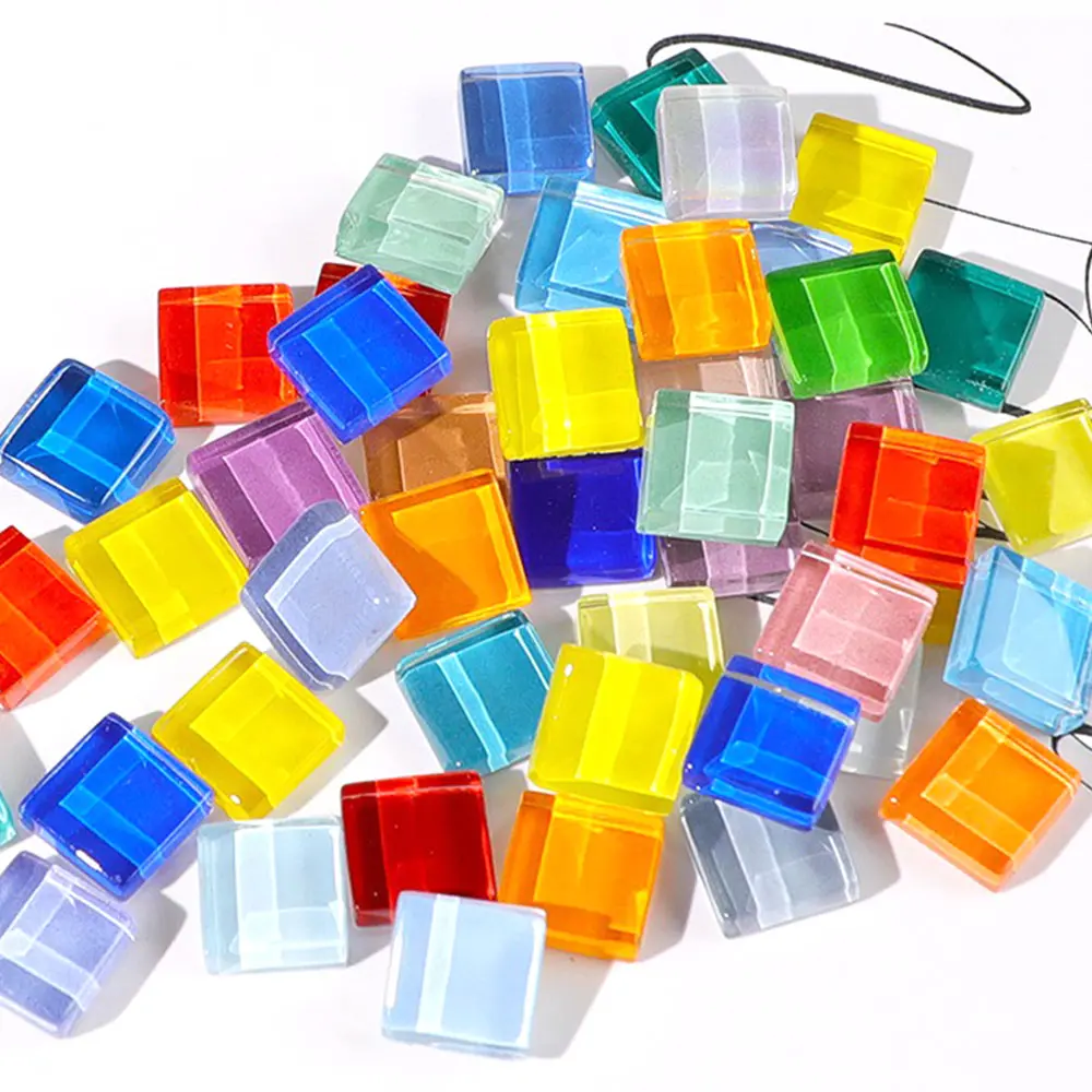50pcs 1x1cm Creative Mixed Color Mosaic Pieces Crystal Multi Blend Color Option DIY Coaster Vase Cups Handmade Mosaics Supplies