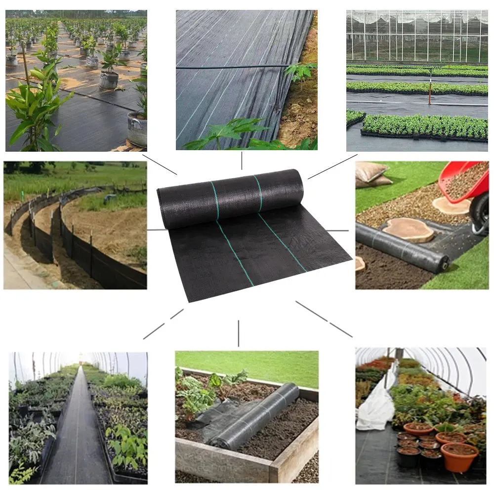 16.4ft/32.8ft PE Woven Weed Control Fabric for Plant Anti Grass Agricultural Mulch Cloth Greenhouse Weeding Mat Water Permeable