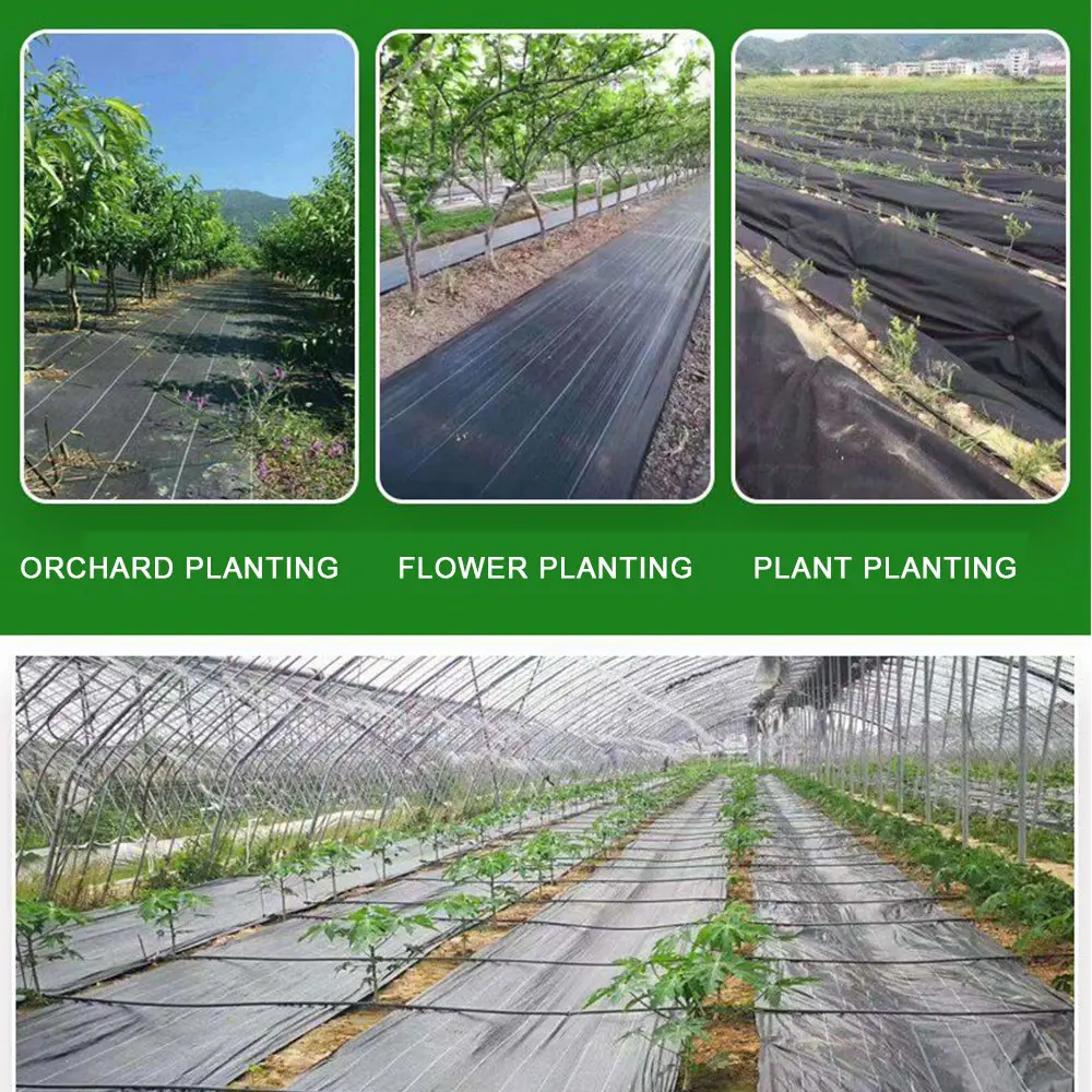 16.4ft/32.8ft PE Woven Weed Control Fabric for Plant Anti Grass Agricultural Mulch Cloth Greenhouse Weeding Mat Water Permeable