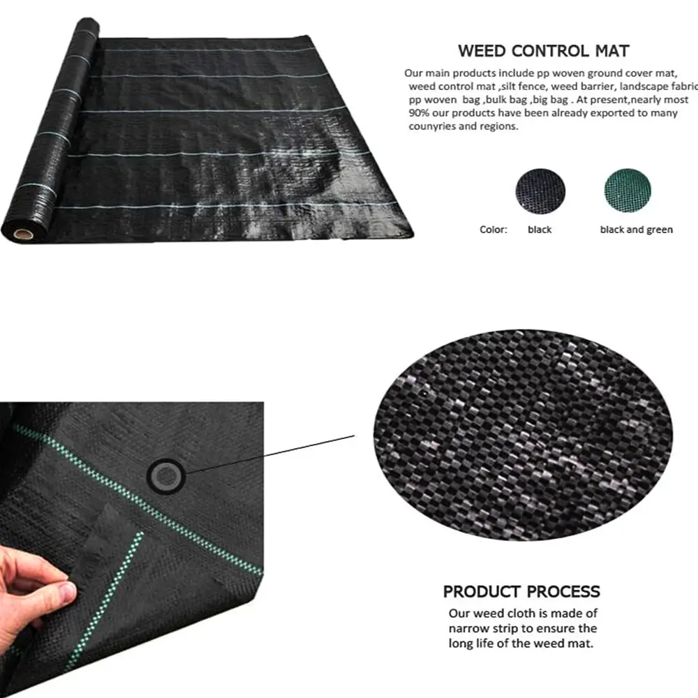 16.4ft/32.8ft PE Woven Weed Control Fabric for Plant Anti Grass Agricultural Mulch Cloth Greenhouse Weeding Mat Water Permeable