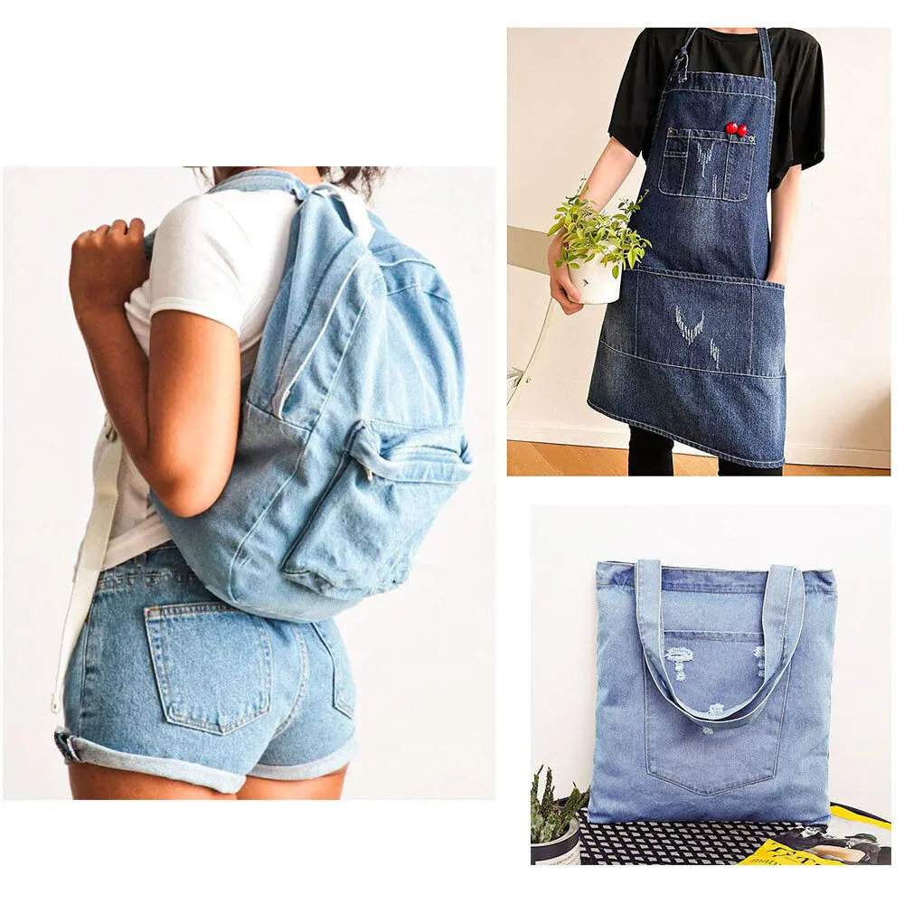 Vintage Cotton Blue Denim Fabric Light Thin Soft Cloth for DIY Dolls Clothing Jeans Dress Bag Cap Apron Crafts Manual Material