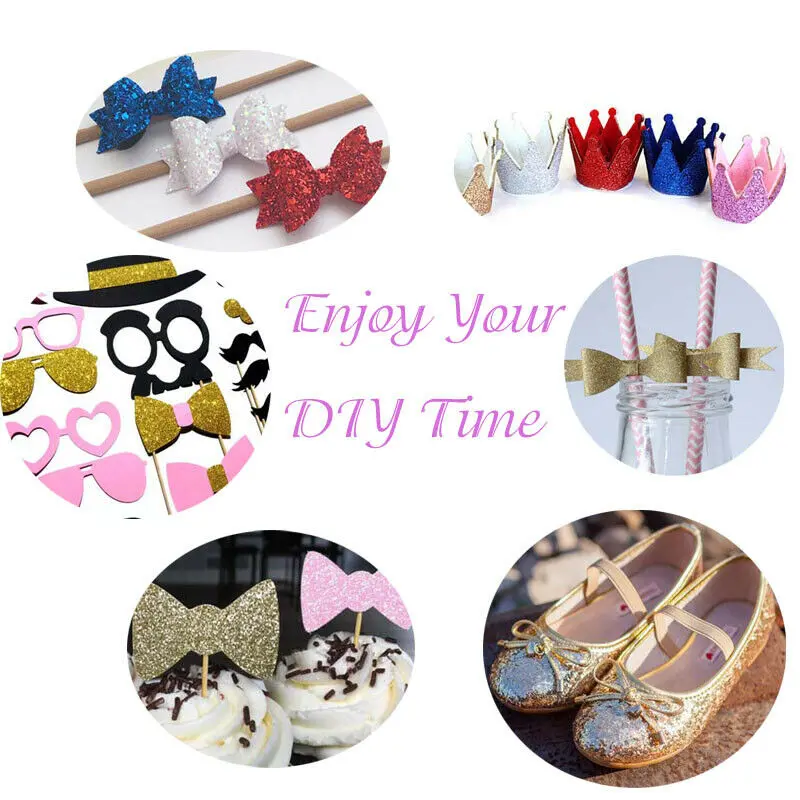 Fine Glitter Fabric Roll iridescent Sparkle Faux Leather Craft Material Bows Bag Decor DIY Sewing Making Sheets