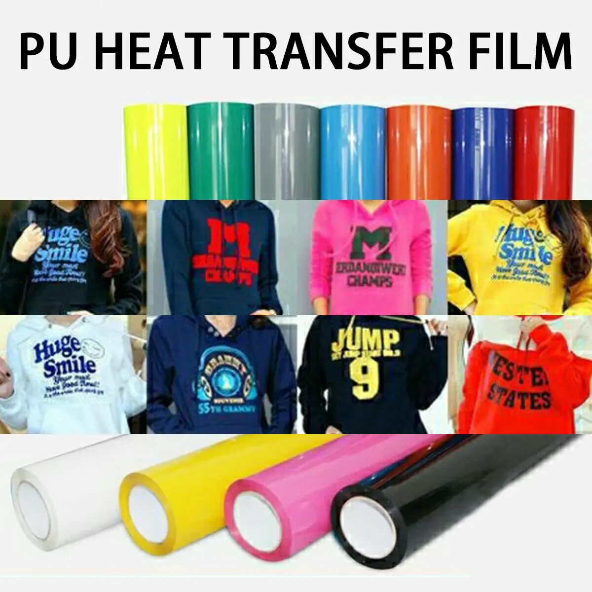 PU Heat Transfer Vinyl Iron-on T-Shirt Textiles cut Film Heat Press Vinyl Roll HTV Printing Clothing for cut Cameo DIY