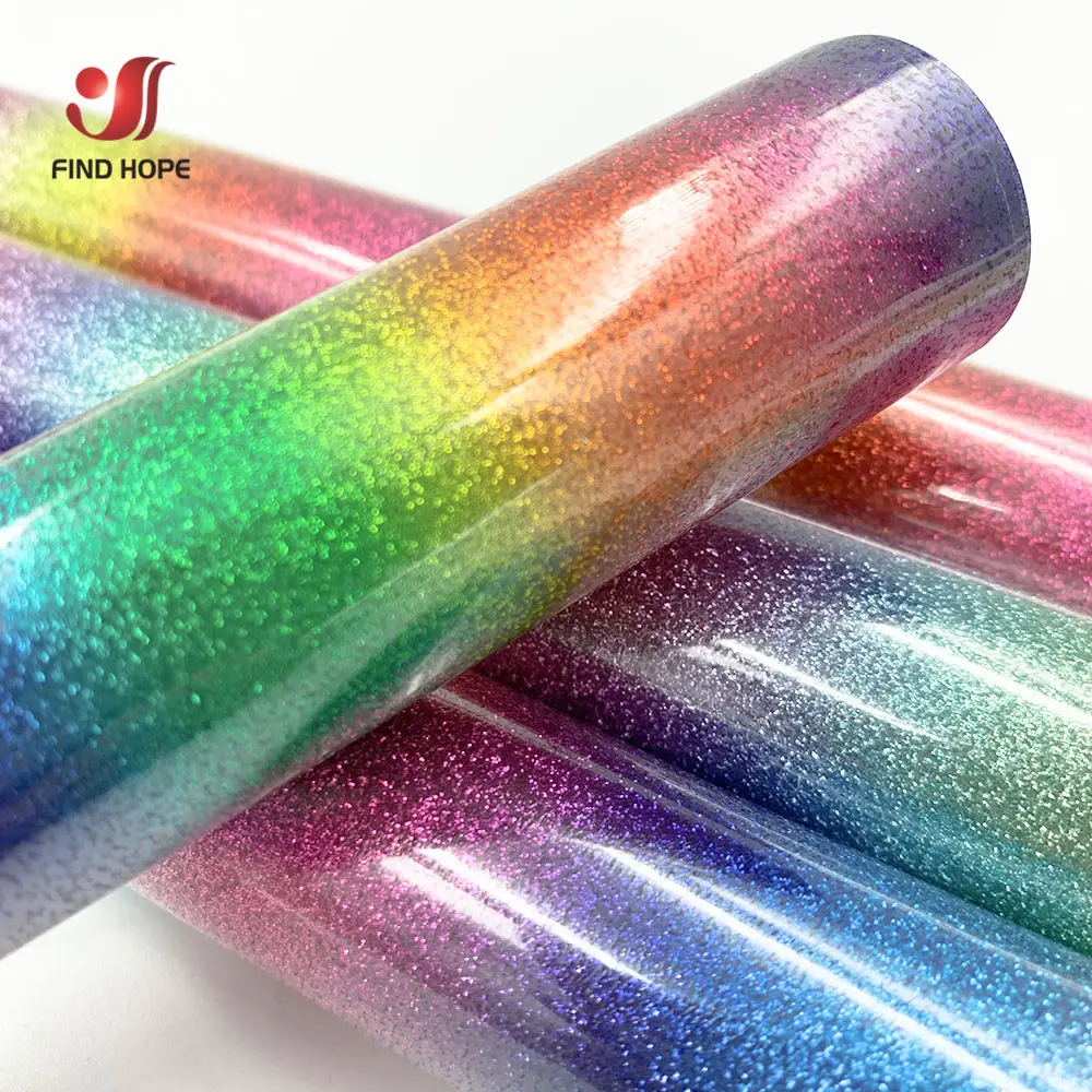 Heat Transfer Vinyl HTV Craft Rainbow Glitter Iron-on Transfer Garment Clothing T-Shirt Decoration for cut Silhouette Cameo