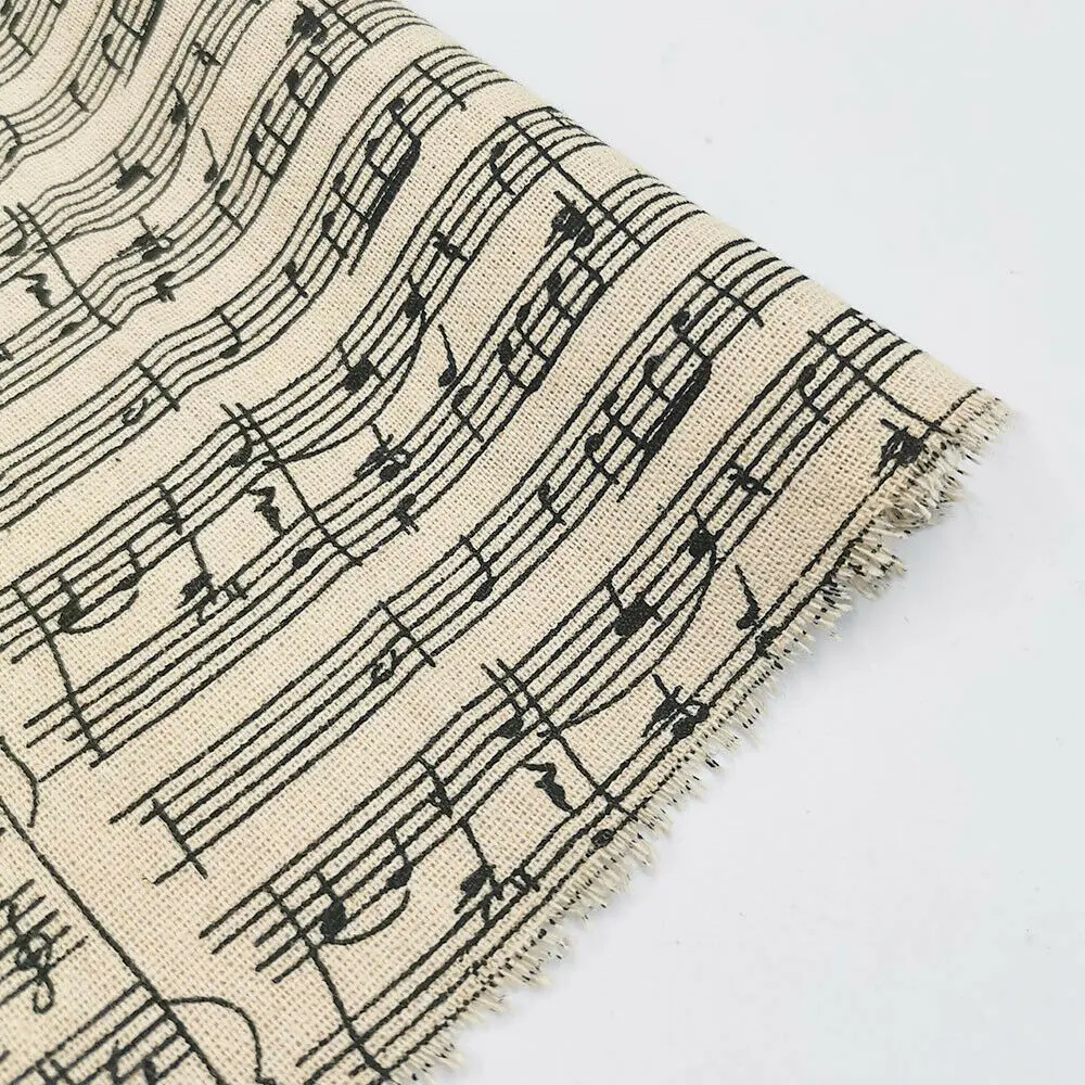 Piano Music Score Printed Fabric Sheet Retro Linen Cotton DIY Handmade Craft Sewing Cushion Tablecloths Decor Material