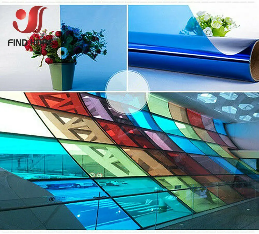 Transparent Window Film Multicolor Solar Tint Self Adhesive Stain Glass Decor Vinyl Roll DIY A4 20/40*120CM