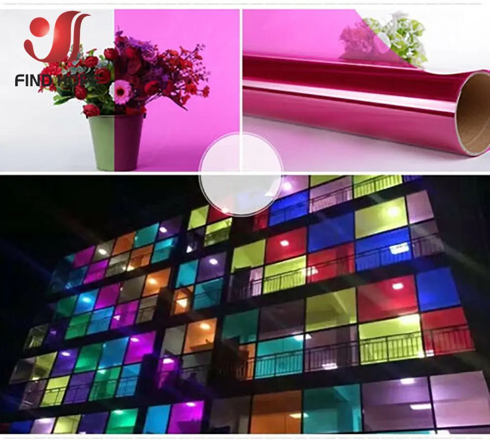 Transparent Window Film Multicolor Solar Tint Self Adhesive Stain Glass Decor Vinyl Roll DIY A4 20/40*120CM