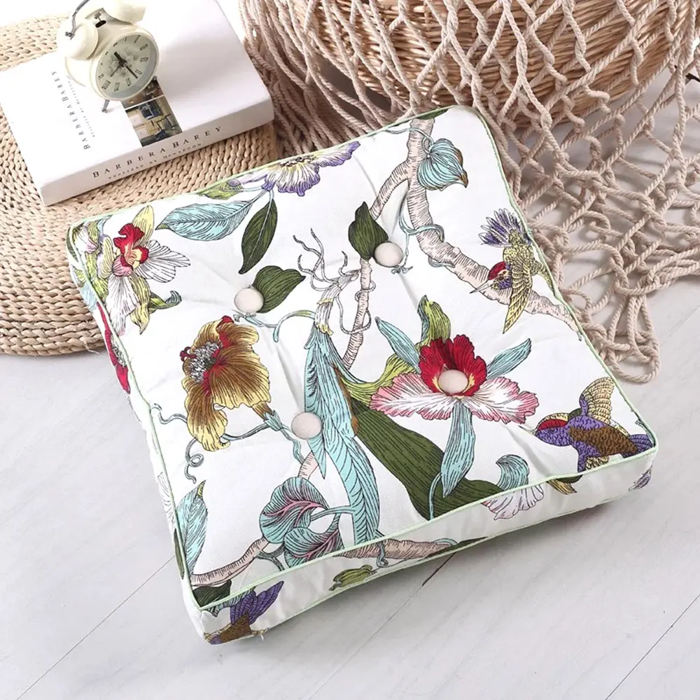 Birds And Floral Pattern Linen Cotton Canvas Fabric Handmade Sewing Clothes For Table Runner Curtains Women Bag Home Decoration