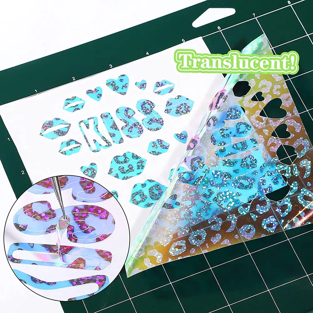 Holographic Gradient Shiny Adhesive Craft Vinyl Leopard Mermaid 5 Assorted Colors for DIY Cutter cut DIY Cups Xmas Decoration