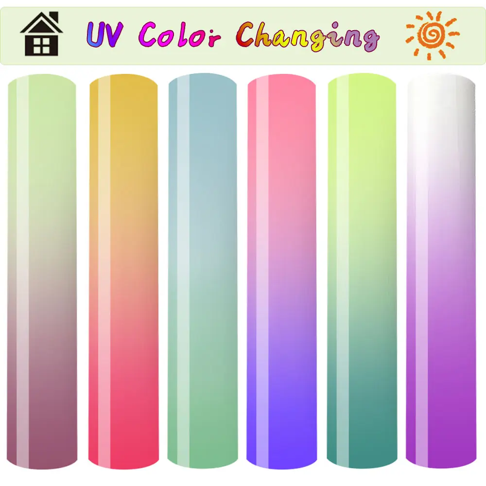 UV Color Changing Vinyl Sunlight Sensitive PU Heat Transfer Vinyls Iron on HTV For Cut Cameo Cuting DIY Make Craft Arts
