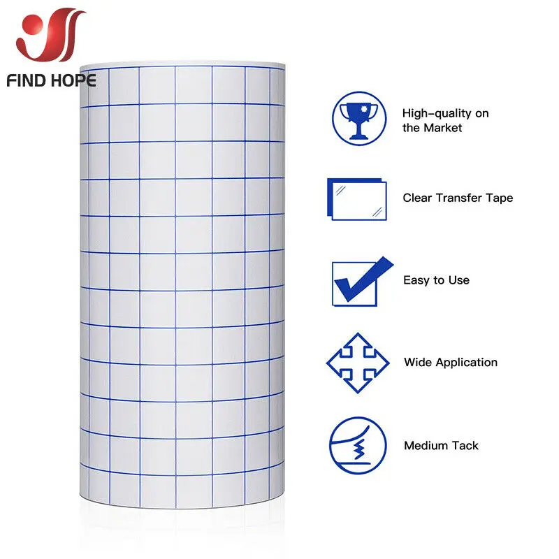 12"x 16FT Mid Tack Adhesive Clear Application Transfer Paper Tape Sign Vinyl 4 Assorted Colors Sticker Cutting Craft Decals DIY